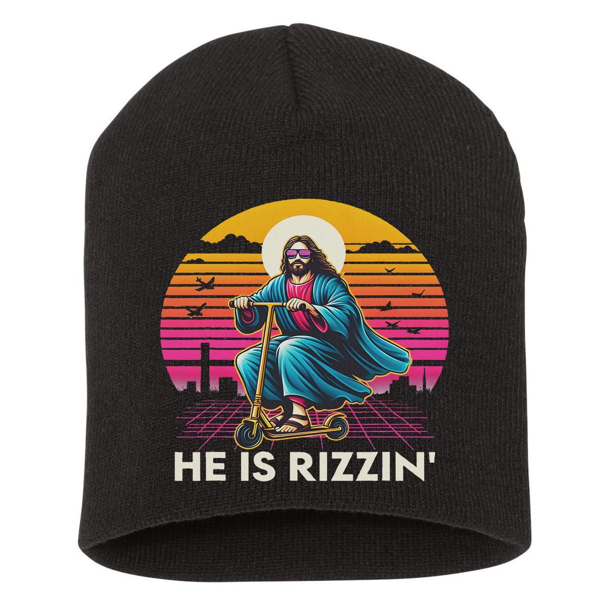 He Is Rizzen Jesus Is Rizzen Cool Jesus Jesus Has Rizzen Short Acrylic Beanie