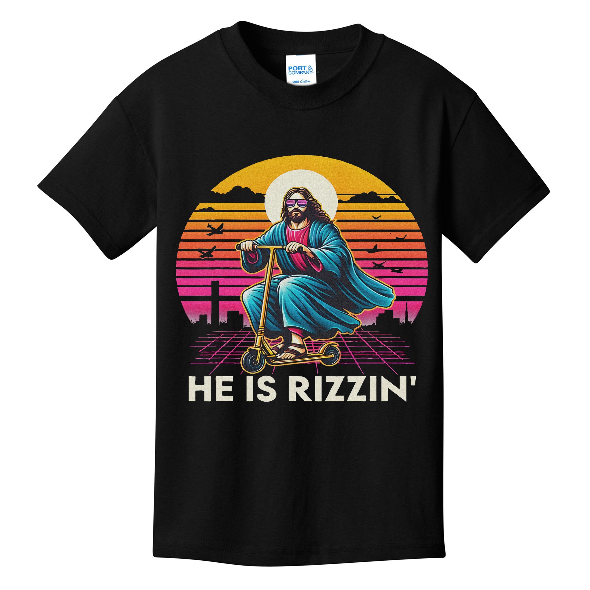 He Is Rizzen Jesus Is Rizzen Cool Jesus Jesus Has Rizzen Kids T-Shirt