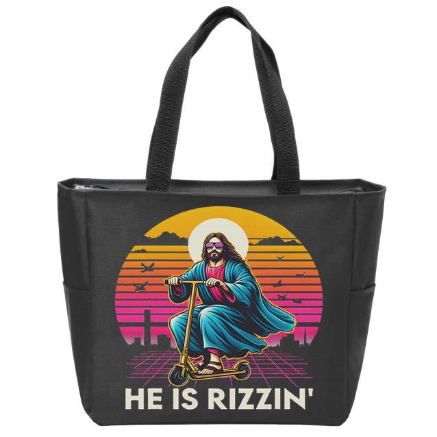 He Is Rizzen Jesus Is Rizzen Cool Jesus Jesus Has Rizzen Zip Tote Bag