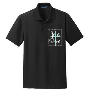 He Is Risen Easter Christian Cross Dry Zone Grid Polo