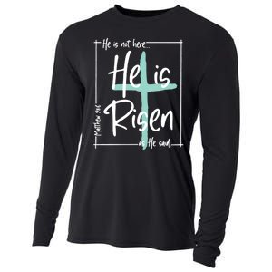 He Is Risen Easter Christian Cross Cooling Performance Long Sleeve Crew