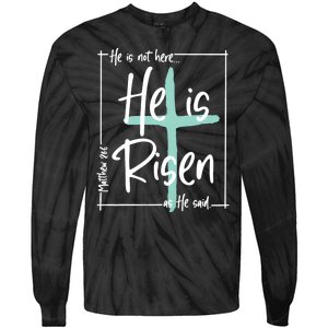 He Is Risen Easter Christian Cross Tie-Dye Long Sleeve Shirt