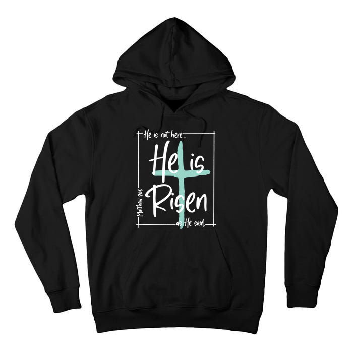 He Is Risen Easter Christian Cross Tall Hoodie