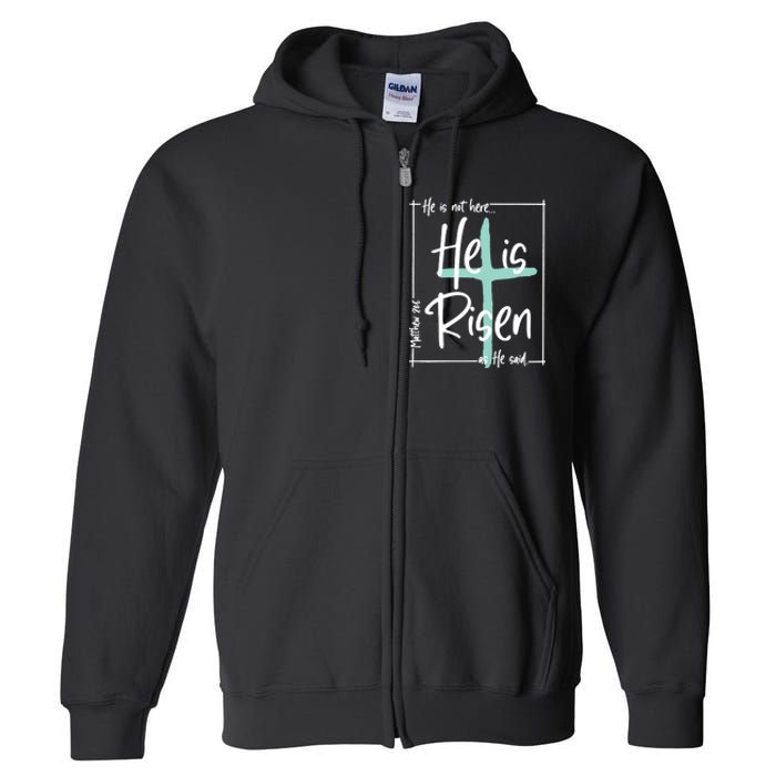 He Is Risen Easter Christian Cross Full Zip Hoodie