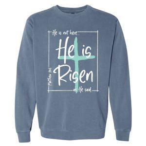 He Is Risen Easter Christian Cross Garment-Dyed Sweatshirt