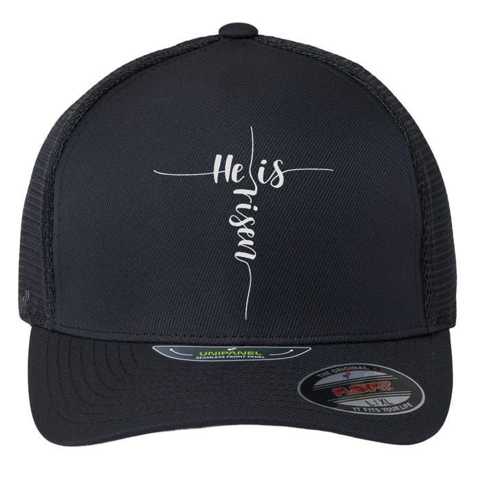 He Is Risen Cross Jesus For Christian Easter Day Flexfit Unipanel Trucker Cap