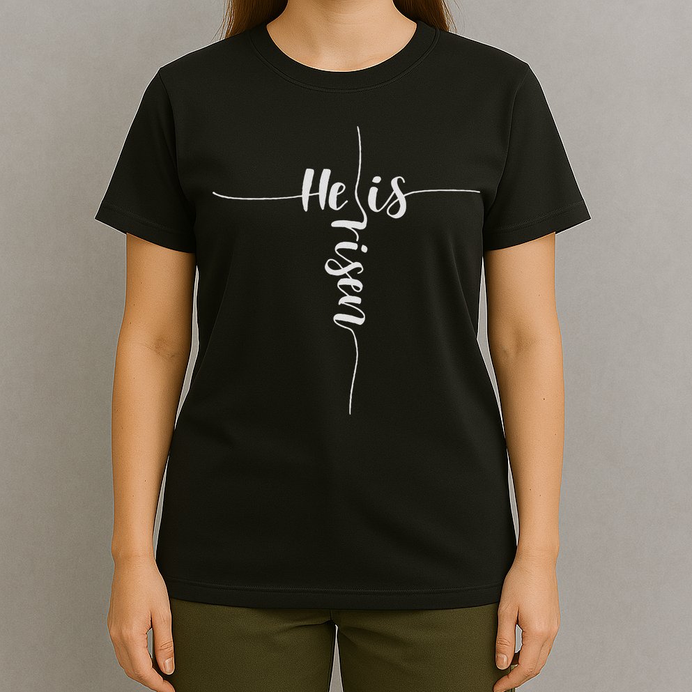 He Is Risen Cross Jesus For Christian Easter Day T-Shirt