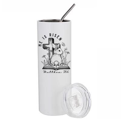 He Is Risen Matthew 286 Bunny Easter Day Stainless Steel Tumbler