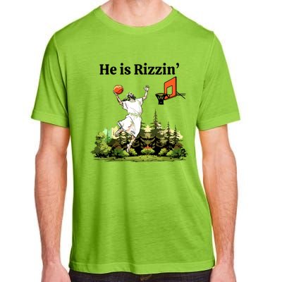 He Is Rizzin Funny Easter Day Jesus Playing Basketball Adult ChromaSoft Performance T-Shirt