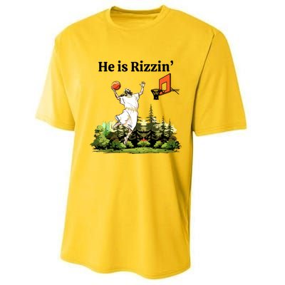 He Is Rizzin Funny Easter Day Jesus Playing Basketball Performance Sprint T-Shirt