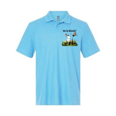 He Is Rizzin Funny Easter Day Jesus Playing Basketball Softstyle Adult Sport Polo