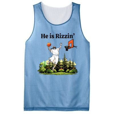 He Is Rizzin Funny Easter Day Jesus Playing Basketball Mesh Reversible Basketball Jersey Tank