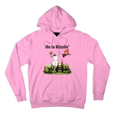 He Is Rizzin Funny Easter Day Jesus Playing Basketball Hoodie