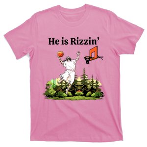 He Is Rizzin Funny Easter Day Jesus Playing Basketball T-Shirt