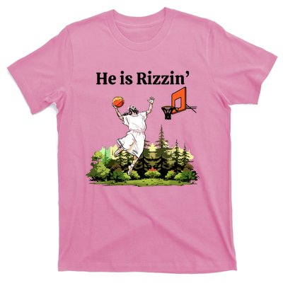 He Is Rizzin Funny Easter Day Jesus Playing Basketball T-Shirt