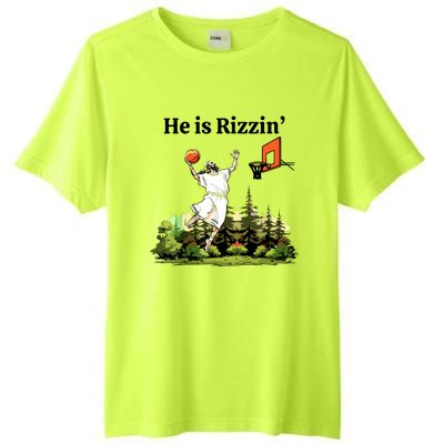 He Is Rizzin Funny Easter Day Jesus Playing Basketball Tall Fusion ChromaSoft Performance T-Shirt