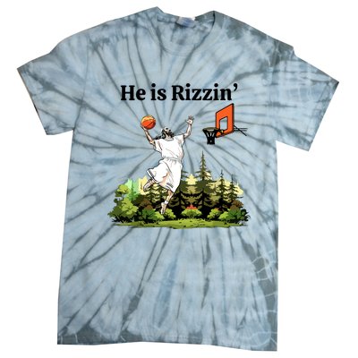 He Is Rizzin Funny Easter Day Jesus Playing Basketball Tie-Dye T-Shirt