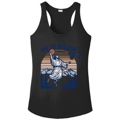 He Is Rizzin Funny Jesus Playing Basketball Meme Christian Ladies PosiCharge Competitor Racerback Tank