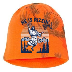 He Is Rizzin Funny Jesus Playing Basketball Meme Christian Kati - Camo Knit Beanie