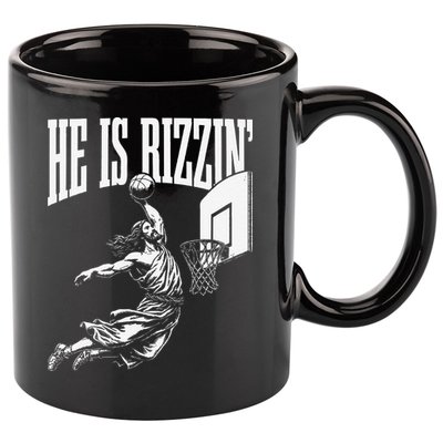 He Is Rizzin Funny Jesus Basketball Meme 11oz C Handle Ceramic Mug
