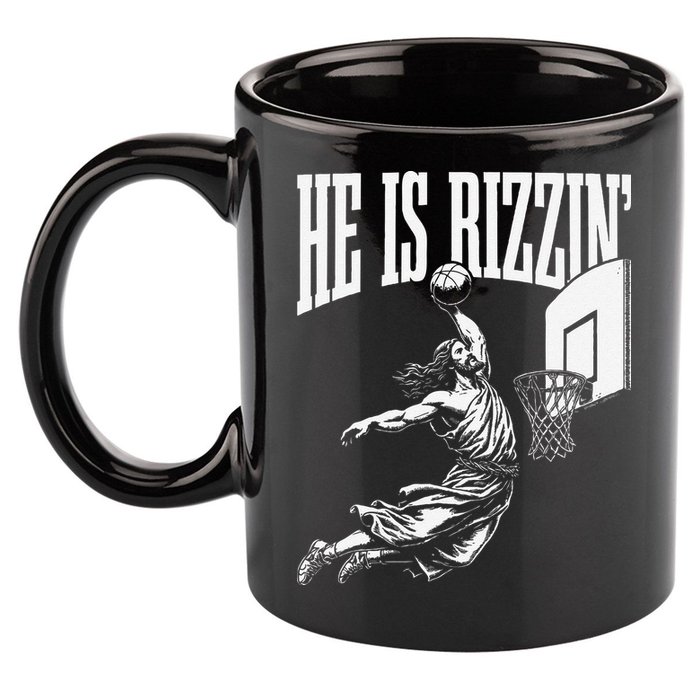 He Is Rizzin Funny Jesus Basketball Meme 11oz C Handle Ceramic Mug