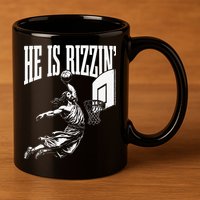 He Is Rizzin Funny Jesus Basketball Meme 11oz C Handle Ceramic Mug