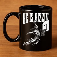 He Is Rizzin Funny Jesus Basketball Meme 11oz C Handle Ceramic Mug