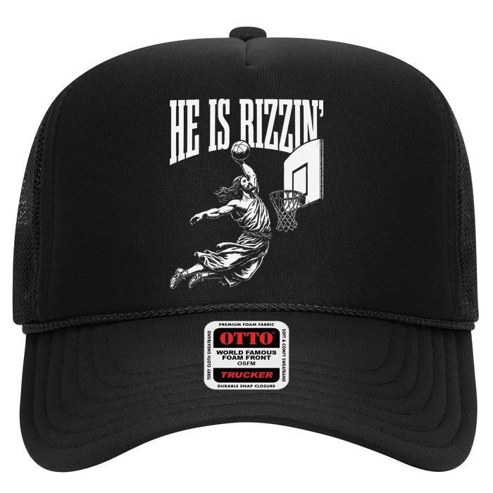 He Is Rizzin Funny Jesus Basketball Meme Hat