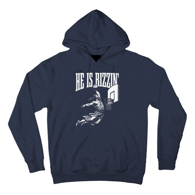 He Is Rizzin Funny Jesus Basketball Meme Hoodie