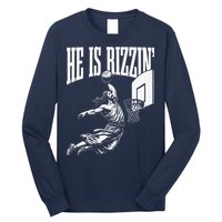 He Is Rizzin Funny Jesus Basketball Meme Long Sleeve Shirt