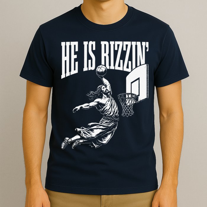 He Is Rizzin Funny Jesus Basketball Meme T-Shirt