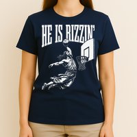 He Is Rizzin Funny Jesus Basketball Meme T-Shirt