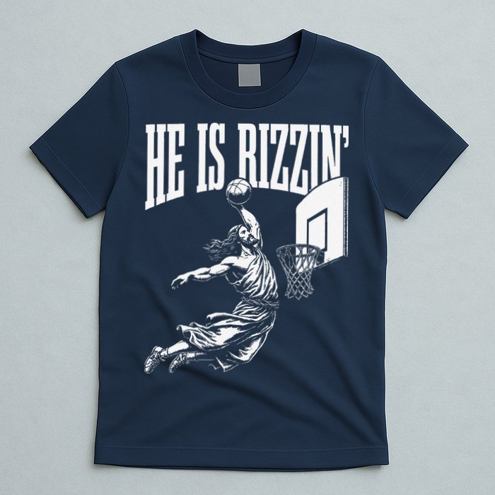 He Is Rizzin Funny Jesus Basketball Meme T-Shirt