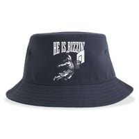 He Is Rizzin Funny Jesus Basketball Meme Sustainable Bucket Hat