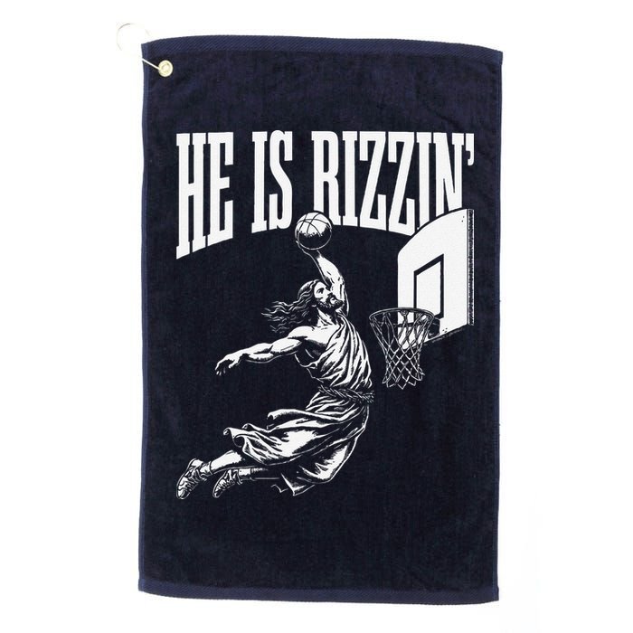 He Is Rizzin Funny Jesus Basketball Meme Golf Towel