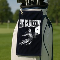 He Is Rizzin Funny Jesus Basketball Meme Golf Towel
