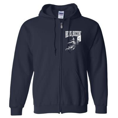 He Is Rizzin Funny Jesus Basketball Meme Full Zip Hoodie