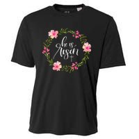 He Is Risen Jesus Christian Happy Easter Floral Wreath Cooling Performance Crew T-Shirt