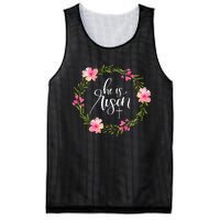 He Is Risen Jesus Christian Happy Easter Floral Wreath Mesh Reversible Basketball Jersey Tank