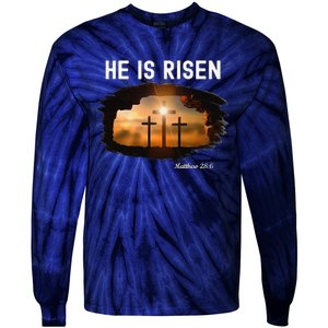 He Is Risen Christian Easter Jesus Matthew 286 Tie-Dye Long Sleeve Shirt