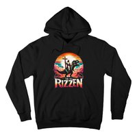 He Is Rizzen Jesus Has Rizzen Retro Christian Dinosaur Hoodie