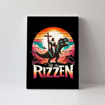 He Is Rizzen Jesus Has Rizzen Retro Christian Dinosaur Canvas