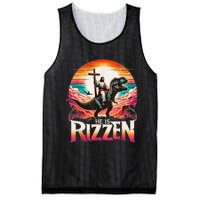 He Is Rizzen Jesus Has Rizzen Retro Christian Dinosaur Mesh Reversible Basketball Jersey Tank