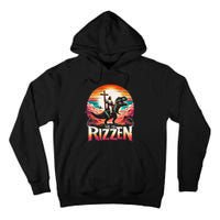 He Is Rizzen Jesus Has Rizzen Retro Christian Dinosaur Tall Hoodie