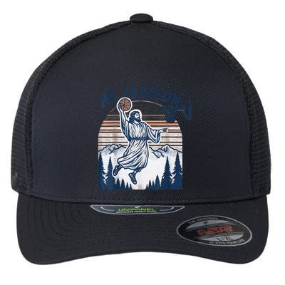 He Is Rizzin Christian Easter Basketball Jesus Flexfit Unipanel Trucker Cap