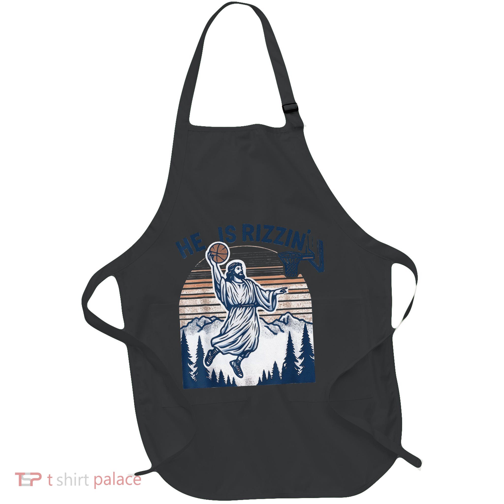 He Is Rizzin Christian Easter Basketball Jesus Apron