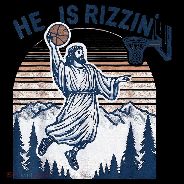 He Is Rizzin Christian Easter Basketball Jesus Tall T-Shirt