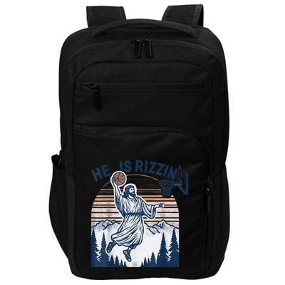 He Is Rizzin Christian Easter Basketball Jesus Impact Tech Backpack