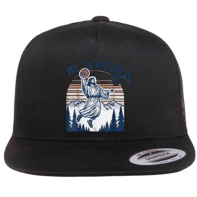 He Is Rizzin Christian Easter Basketball Jesus Flatbill Hat