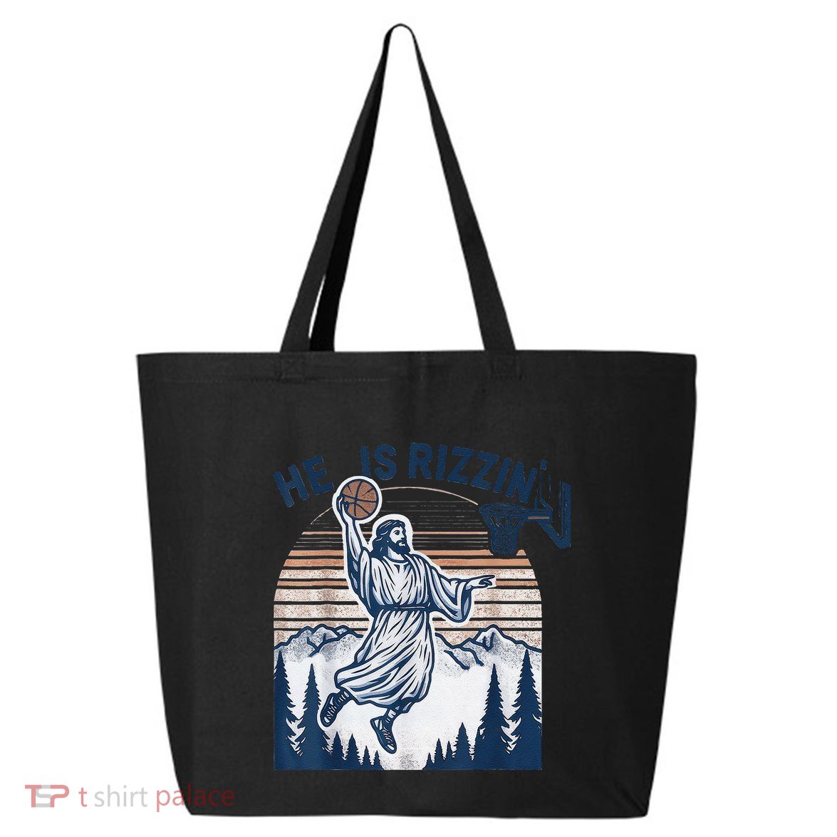 He Is Rizzin Christian Easter Basketball Jesus 25L Jumbo Tote